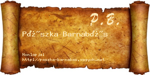 Pászka Barnabás névjegykártya